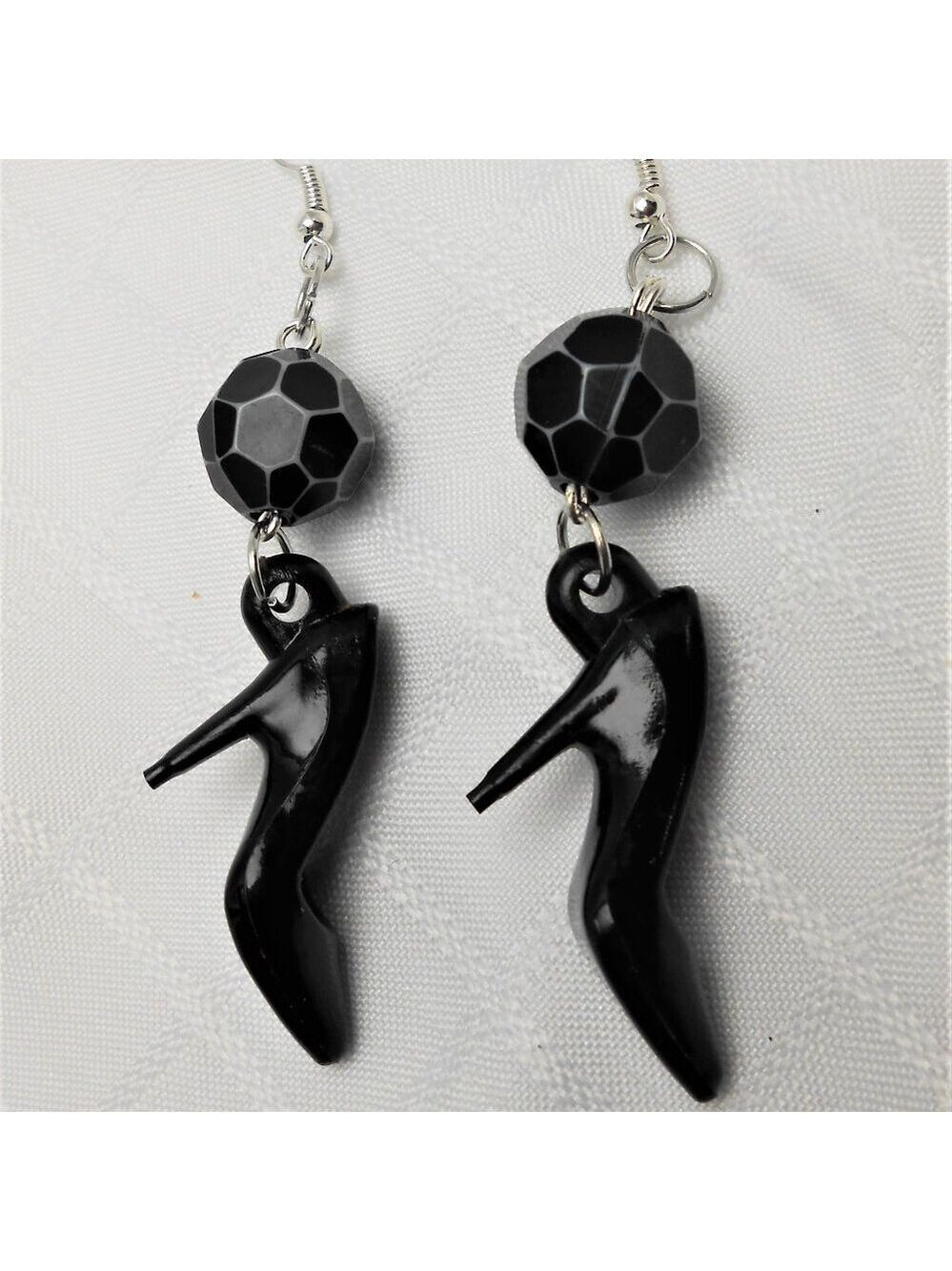No1241 Handmade earrings with 1 1/2 inches acrylic shoes charms